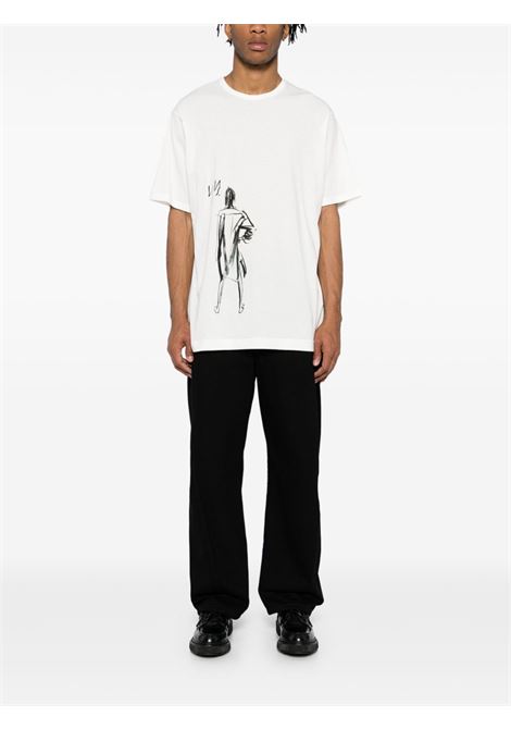 White printed jersey T-shirt Yohji yamamoto - men YOHJI YAMAMOTO | HPT609931